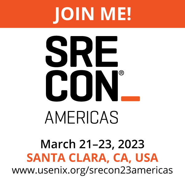 Join Me at SREcon23 Americas button